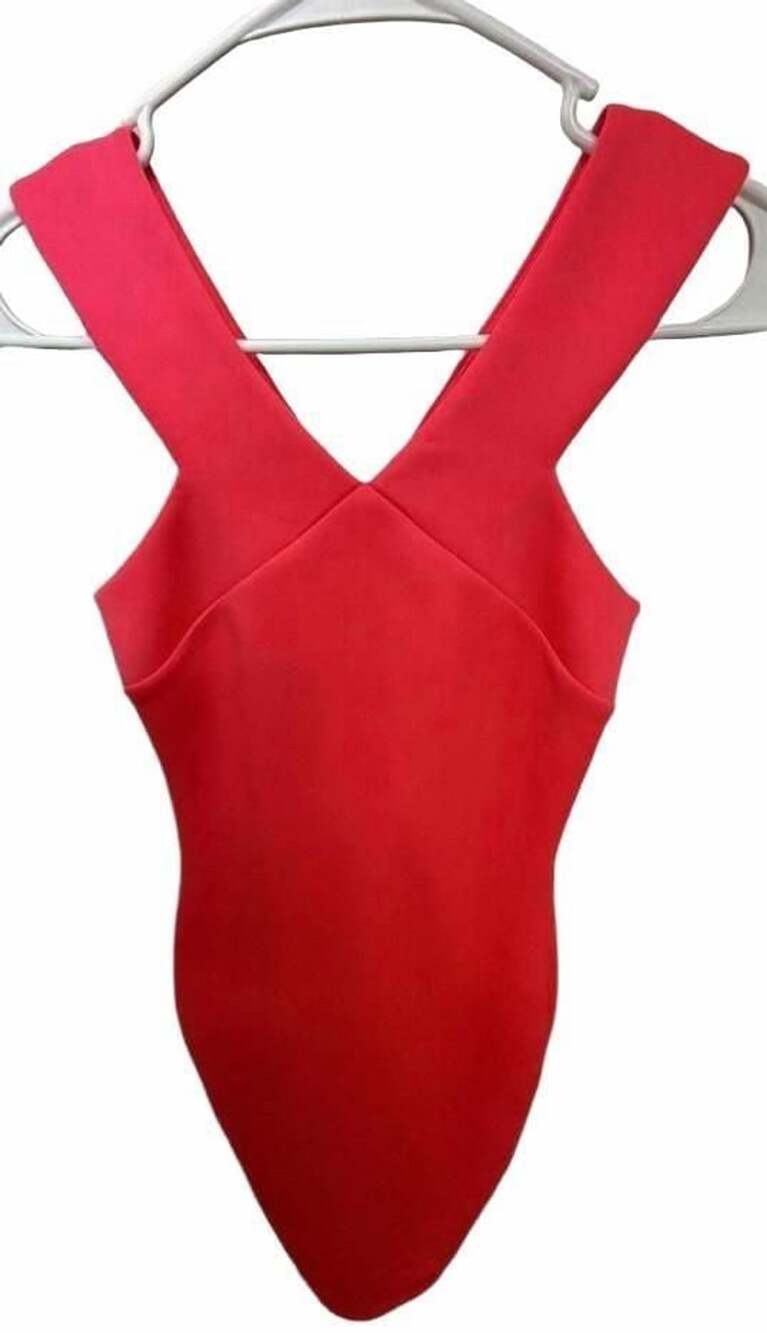 Ted Baker London Red Coral Bodycon Maxi Dress Size 0 Cross Front Formal